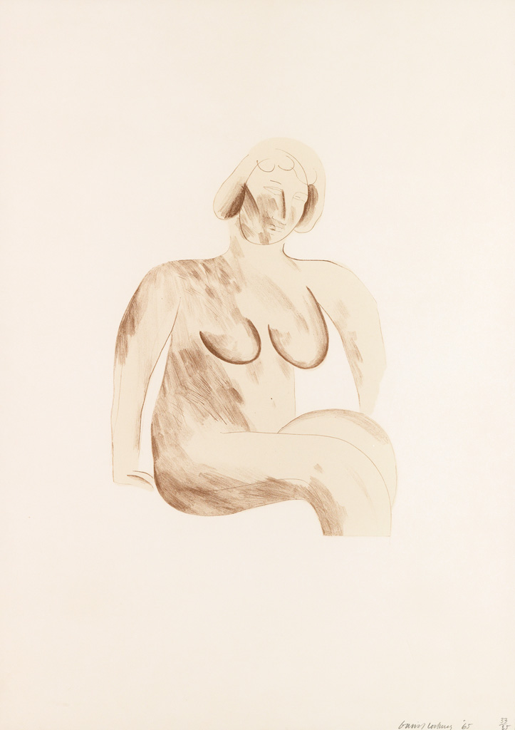 DAVID HOCKNEY Picture of a Simple Framed Traditional Nude Drawing.